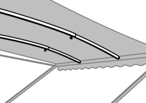 White Curved Awning Roof Rafter Acute Curve